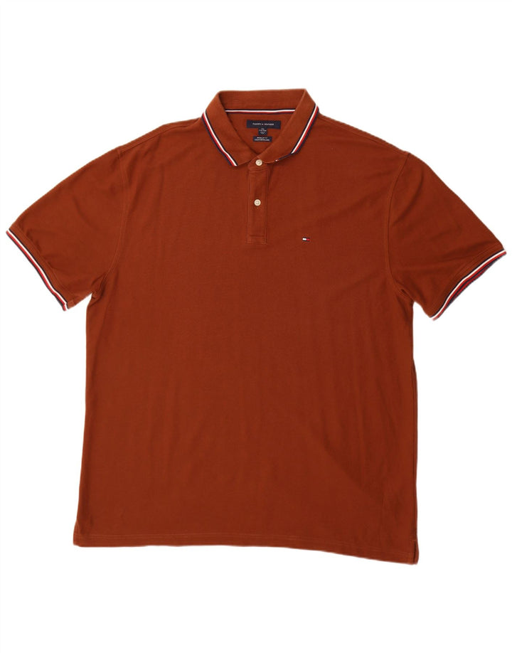 Cămașă polo Tommy Hilfiger pentru bărbați, 2XL, maro, bumbac