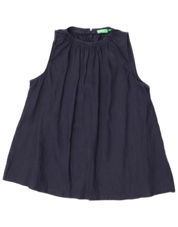 Bluză fără mâneci pentru femei Benetton UK 10 Small Blue Marine Linen