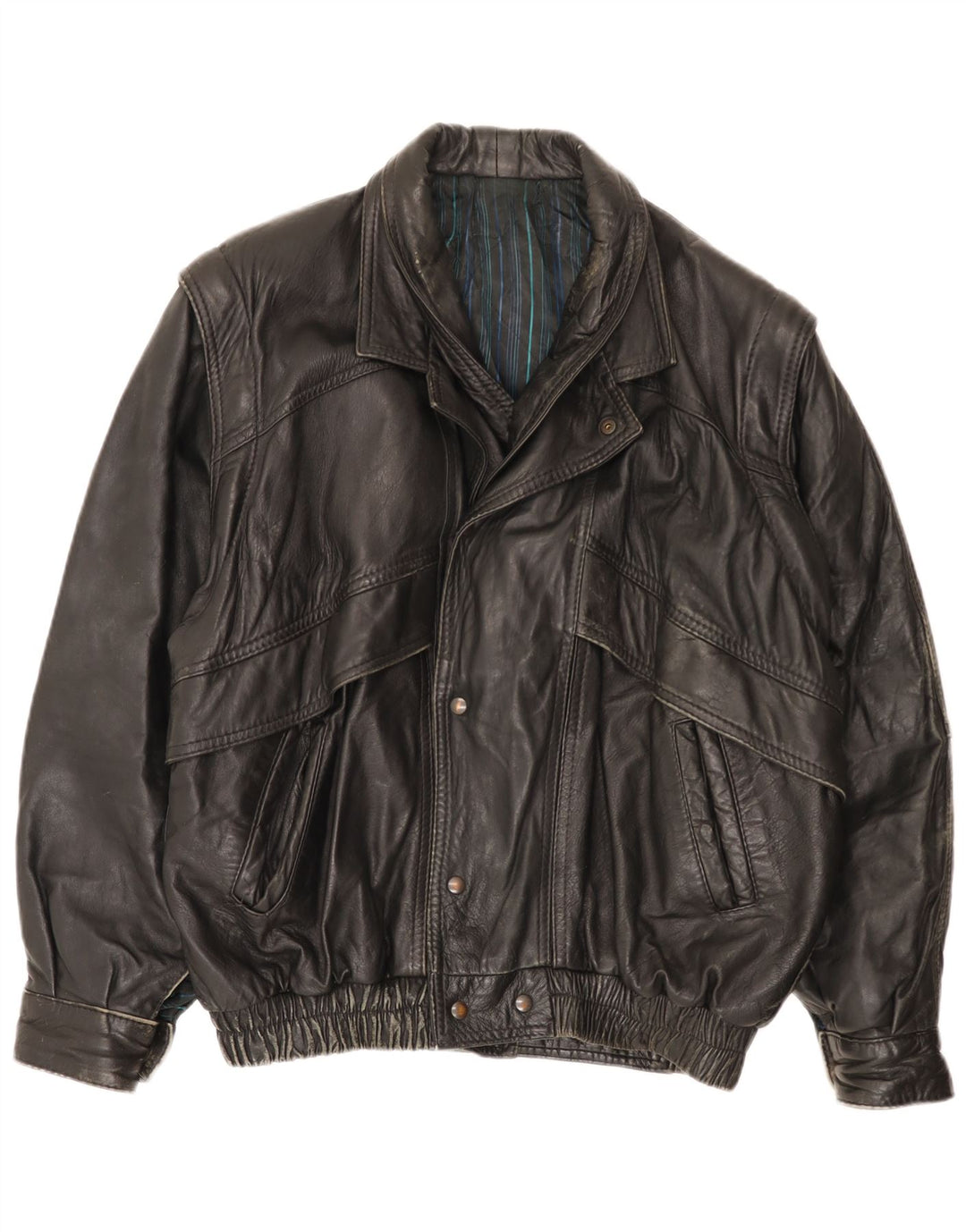Jachetă de piele vintage pentru bărbați UK 40 Large Black