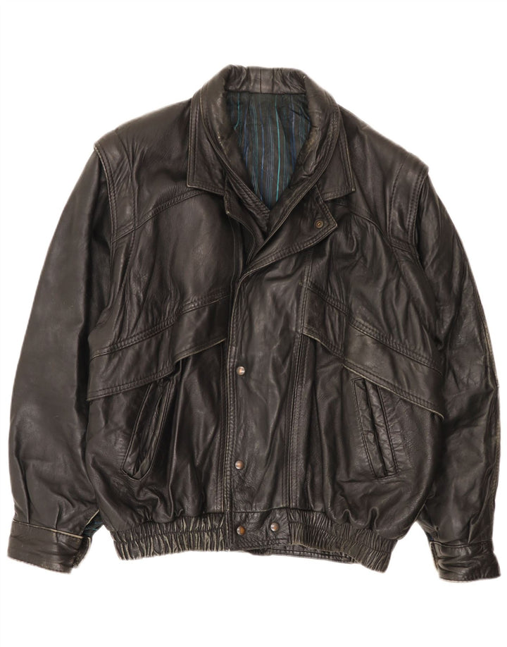 Jachetă de piele vintage pentru bărbați UK 40 Large Black