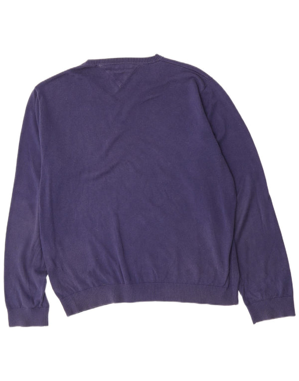 Pulover cu decolteu în V Tommy Hilfiger pentru bărbați, bumbac bleumarin 2XL