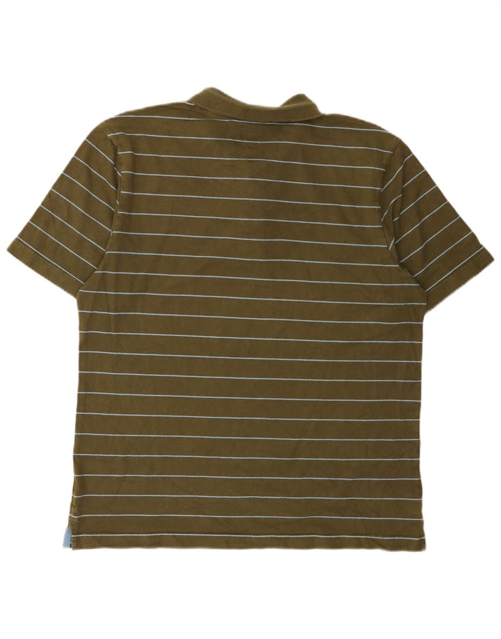 Tricou polo pentru bărbați Adidas mare kaki cu dungi