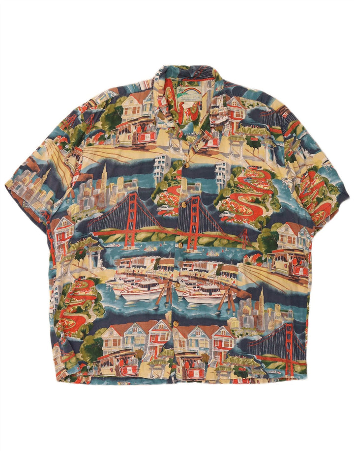 Cămașă cu mânecă scurtă pentru bărbați VINTAGE, cu model abstract, nailon multicolor XL