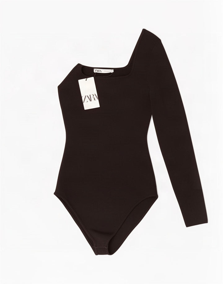 Body pentru femei Zara pe un umăr UK 12 Medium Black Viscose