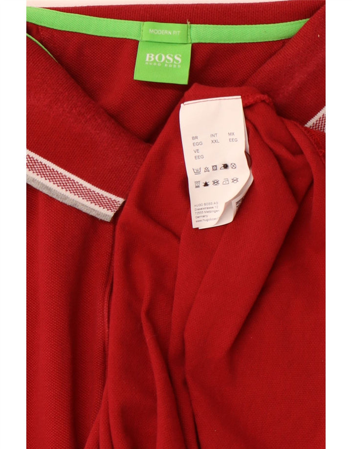 Cămașă polo HUGO BOSS pentru bărbați, cu mânecă lungă, 2XL, roșu