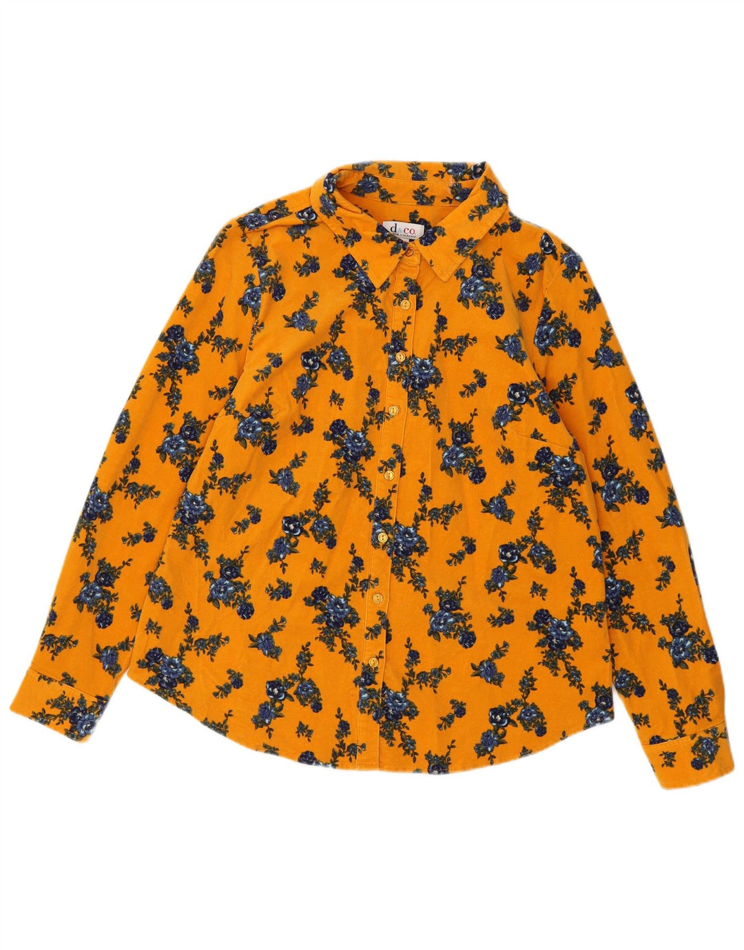 Cămașă din velur pentru femei Denim & Co UK 16, mare, galben, din bumbac floral