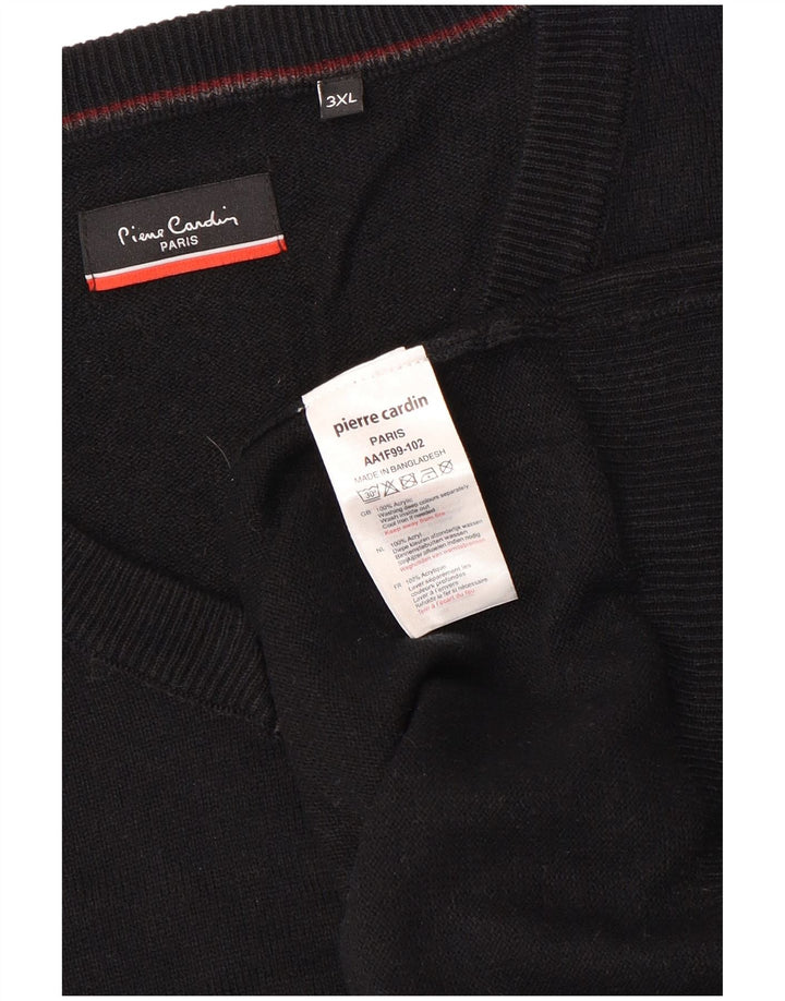 PIERRE CARDIN Pulover cu decolteu în V pentru bărbați, 3XL, acrilic negru