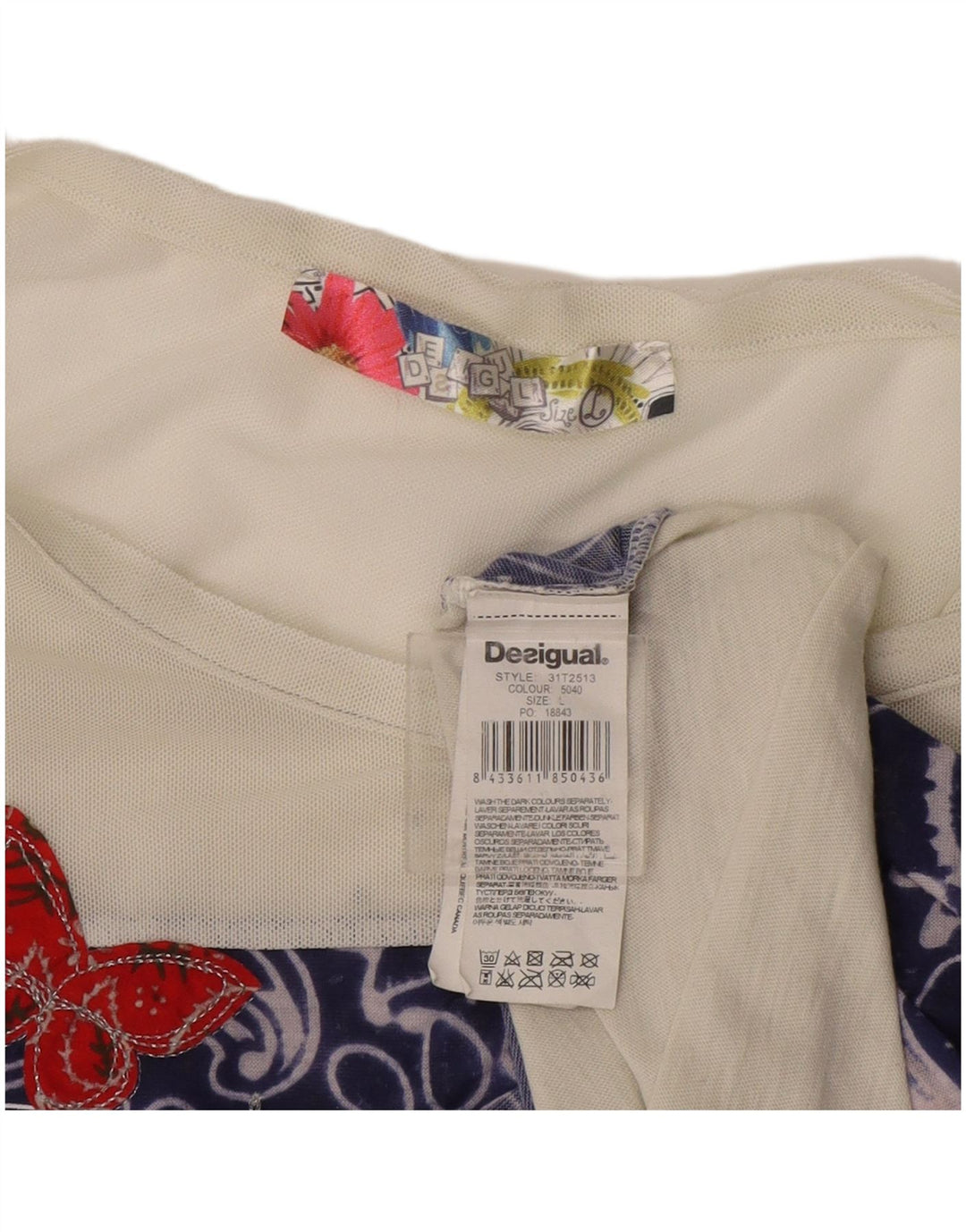 Desigual Womens Graphic Vest Top UK 14 Large White Paisley Poliester