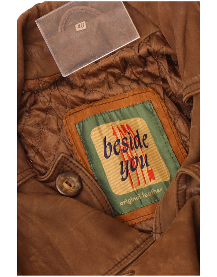 Geaca de piele vintage pentru barbati IT 48 piele maro medie