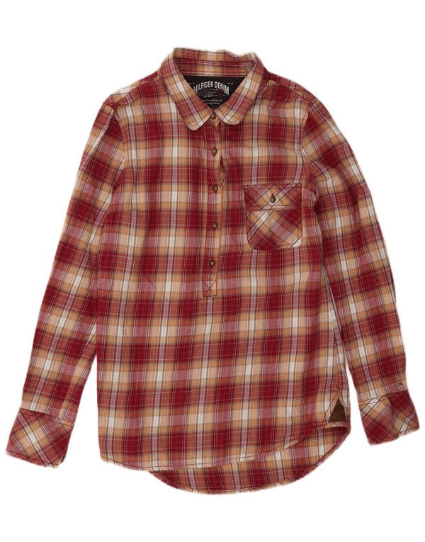 Cămașă de flanel pentru femei Tommy Hilfiger UK 16, bumbac cu carouri roșii mari