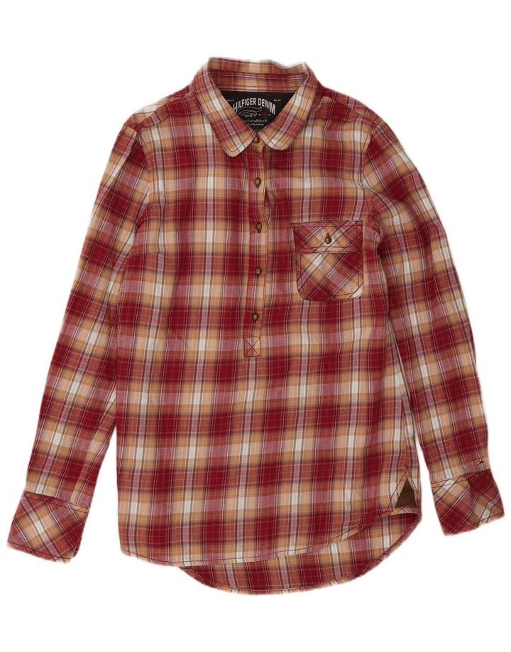 Cămașă de flanel pentru femei Tommy Hilfiger UK 16, bumbac cu carouri roșii mari