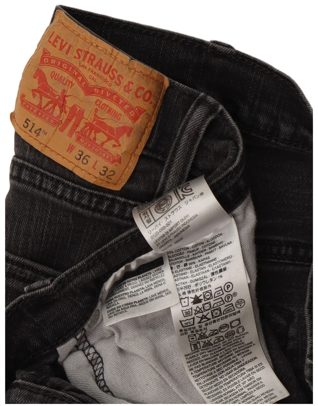 Blugi drepti pentru bărbați Levi's 514 W36 L32 bumbac gri