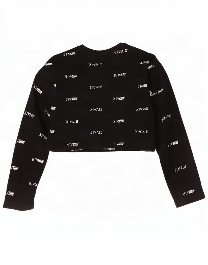 Top cu grafic supradimensionat pentru femei Nike cu mânecă lungă, UK 10, bumbac negru mic
