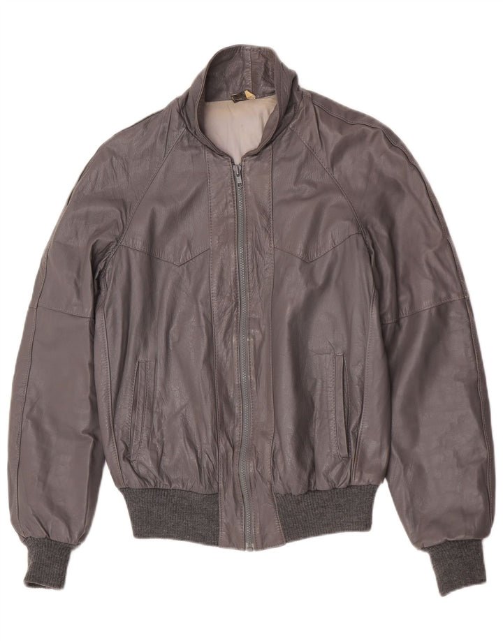Jachetă de piele vintage pentru bărbați IT 48 Medium Grey Piele