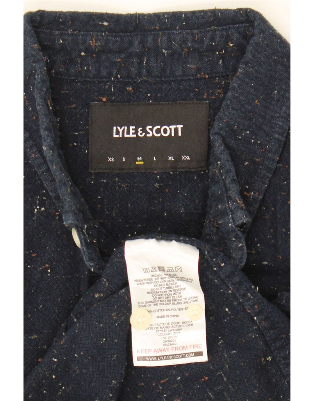 Cămașă pentru bărbați Lyle & Scott, bumbac cu pete albastru bleumarin mediu
