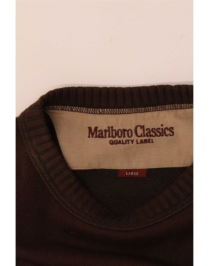 Pulover Marlboro Classics pentru bărbați cu decolteu rotund, maro mare