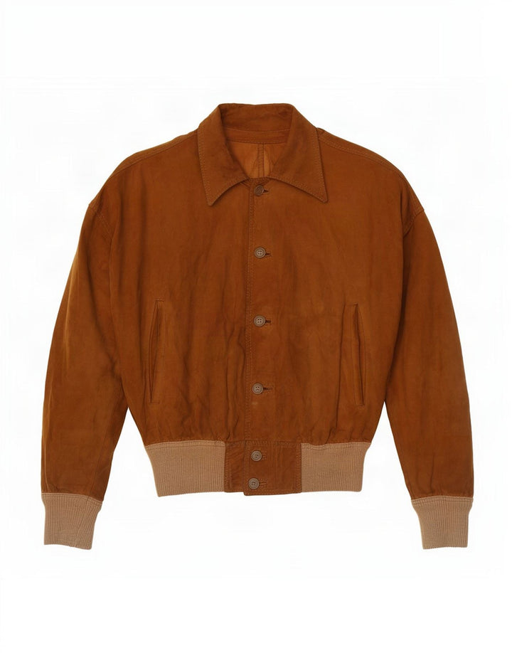 Jachetă vintage pentru bărbați din piele intoarsa UK 12 Medium Bej Colorblock