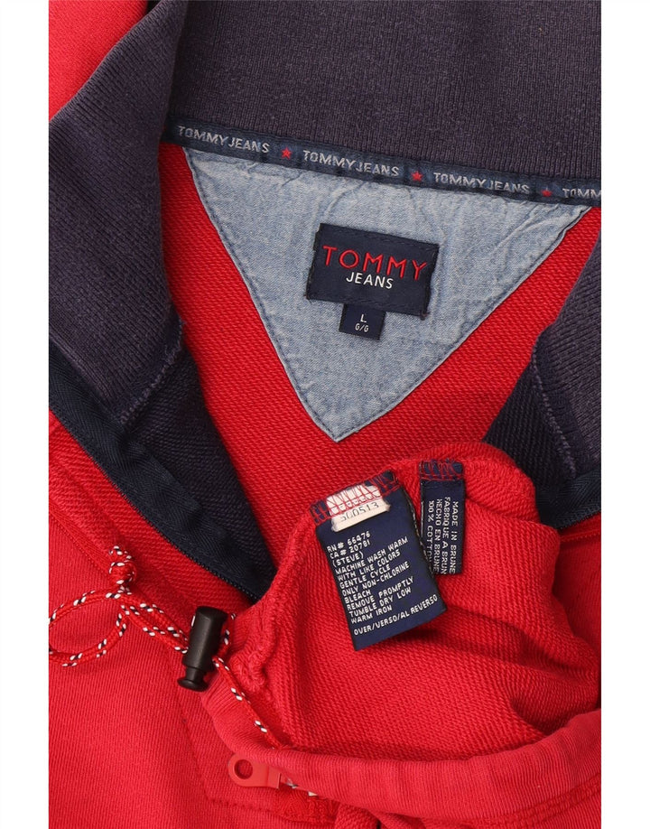 Top cu mânecă lungă pentru bărbați Tommy Hilfiger, cu fermoar, bumbac roșu