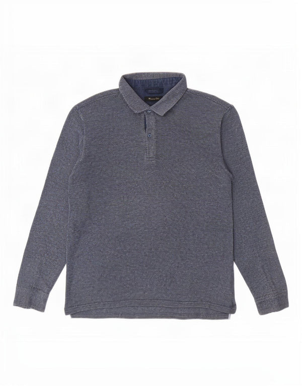 Cămașă polo cu mânecă lungă pentru bărbați Massimo Dutti, mare, bleumarin, bumbac