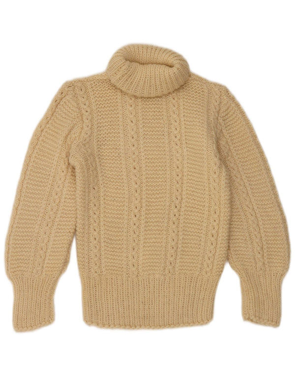 Pulover vintage pentru femei cu gât rulat UK 2 2XS Bej