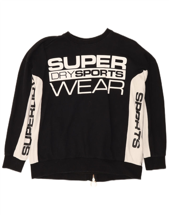 Pulover cu grafic pentru femei Superdry UK 10, negru, color block