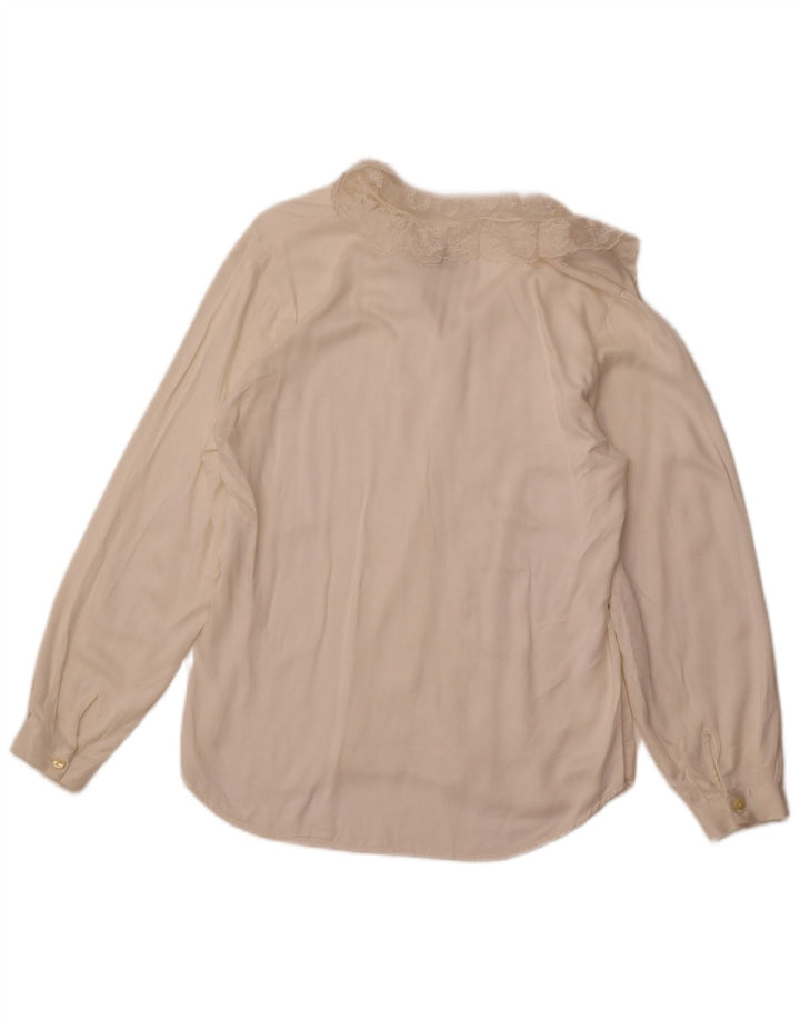 Bluză cămașă pentru femei BENETTON IT 44 Medium Off White Viscose