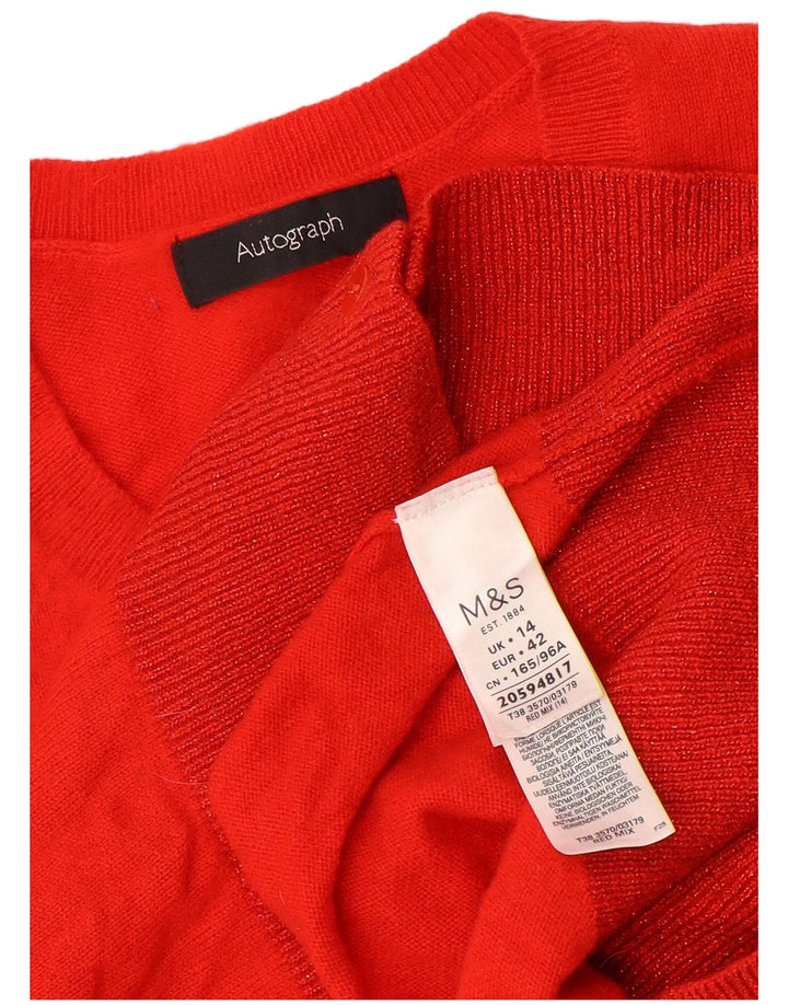 Pulover cardigan pentru femei Marks & Spencer cu autograf UK 14, cașmir roșu mediu