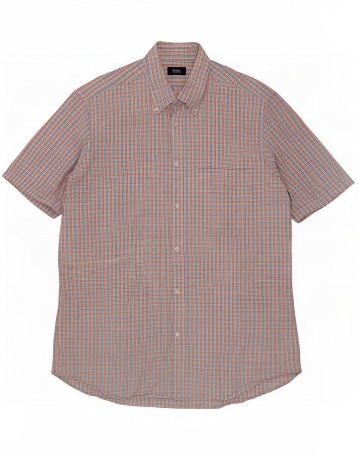 Cămașă cu mânecă scurtă pentru bărbați Hugo Boss Mărimea 41 16 Lung Blue Check