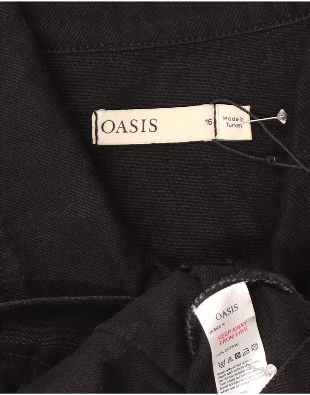 Gilet pentru femei Oasis din denim UK 16 mare, negru, bumbac