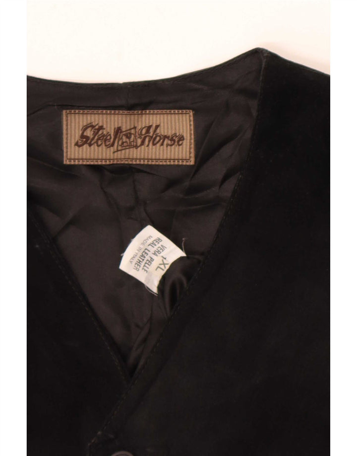 Vestă vintage pentru bărbați din piele intoarsa XL din piele neagra