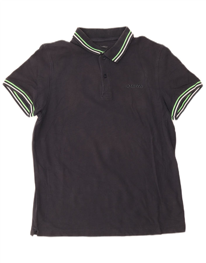 Tricou polo pentru bărbați Lotto, bumbac cu dungi negre medii
