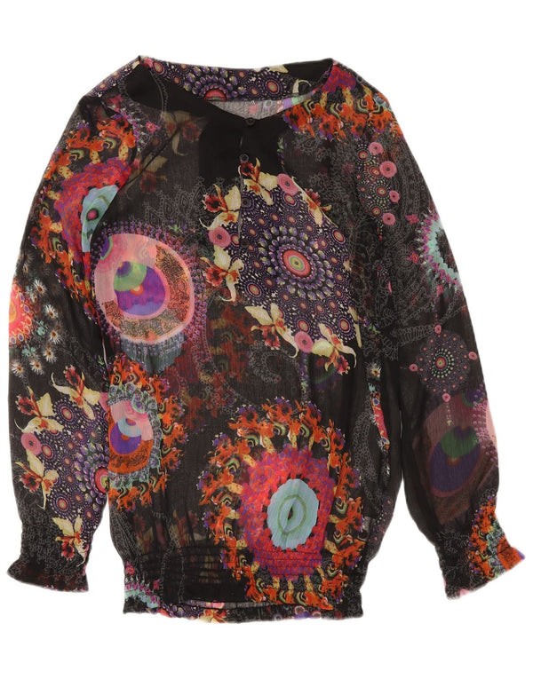 Desigual Womens See Through Bluze Top UK 12 Medium Multicolor Floral