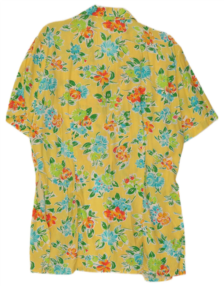 VINTAGE Rochie cămașă cu mâneci scurte pentru femei UK 14 Medium Galben Floral