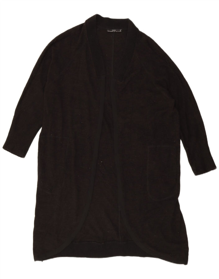 Pulover cardigan cu paragate supradimensionat pentru femei Zara UK 16 Poliester negru mare