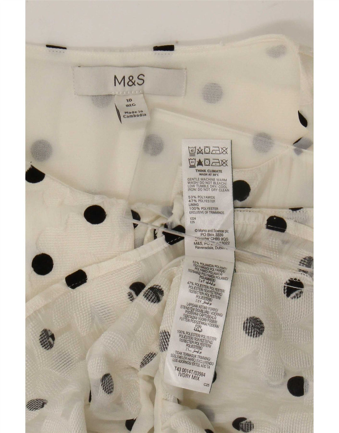Bluză cămașă pentru femei Marks & Spencer UK 10 Poliamidă cu buline albe mici
