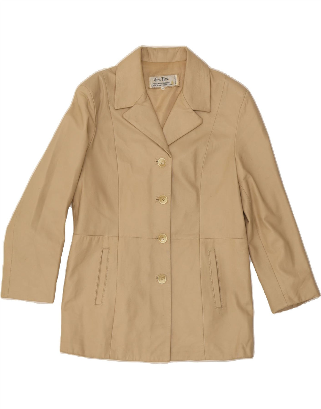 VINTAGE Womens Leather Jacket IT 48 XL Beige Leather Vintage Vintage and Second-Hand Vintage from Messina Hembry 