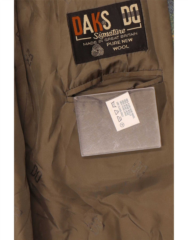 Blazer pentru femei DAKS cu 3 nasturi, UK 14, lână mare, cu carouri, multicolore