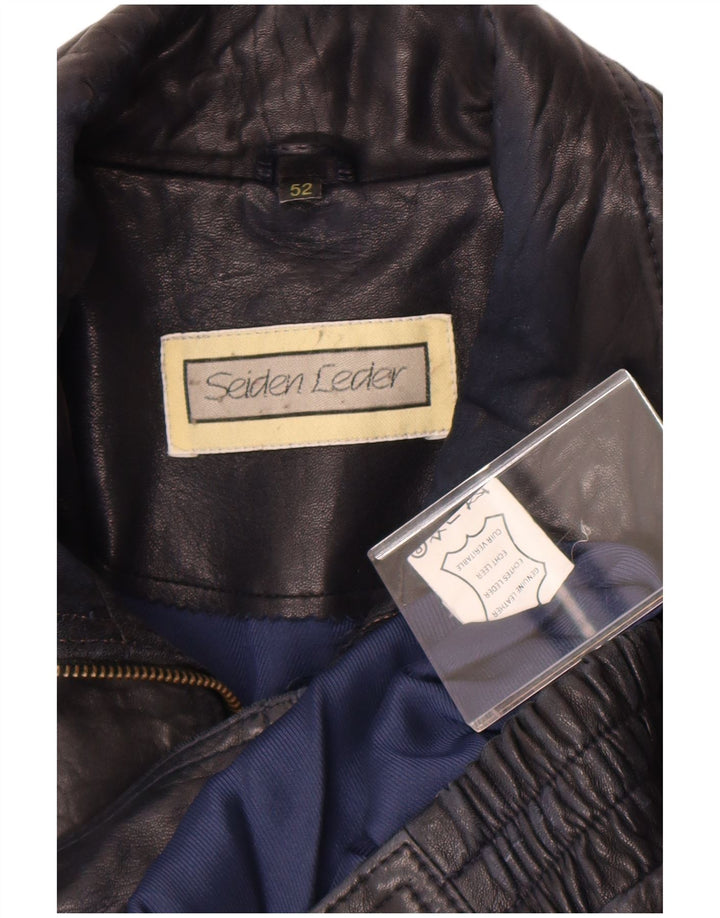 Jachetă din piele vintage pentru bărbați EU 52 XL din piele bleumarin