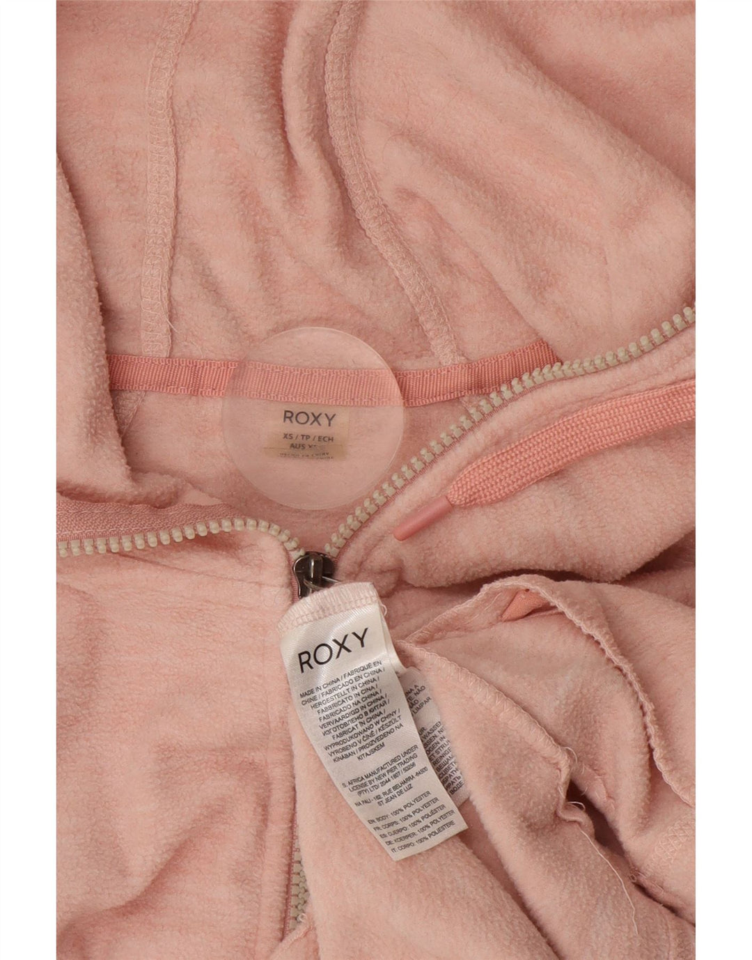 Jachetă din lână cu glugă ROXY pentru femei UK 6 XS poliester cu pături roz