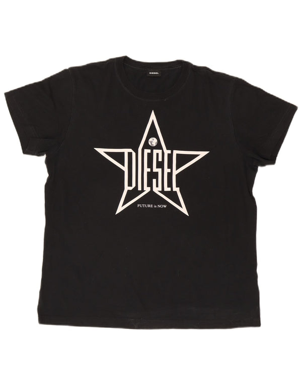 Tricou grafic pentru bărbați Diesel Top mare din bumbac negru