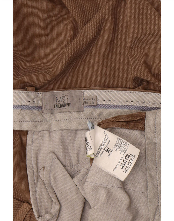 Marks & Spencer Pantaloni de costum pentru bărbați, croiți, L38 L31 maro