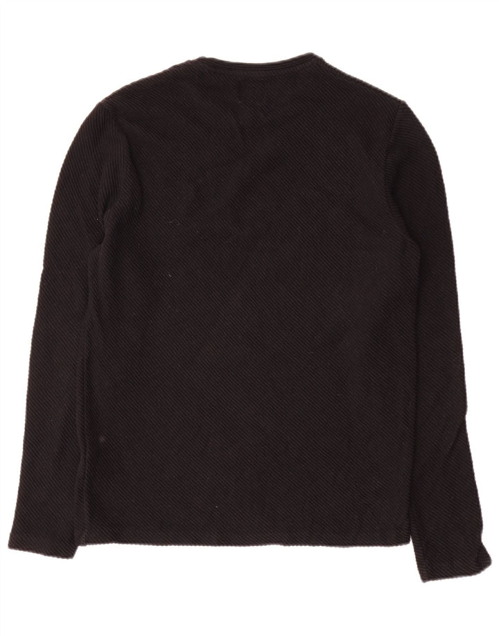 Top pentru bărbați Zara cu mânecă lungă, mic, negru, bumbac