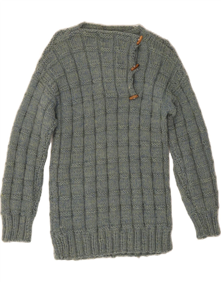 VINTAGE Womens Button Neck Jumper Sweater UK 12 Medium Grey Vintage Vintage and Second-Hand Vintage from Messina Hembry 