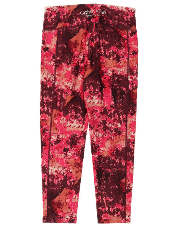 CALVIN KLEIN Leggings pentru femei cu model abstract, Marea Britanie 14, nailon burgundy mare