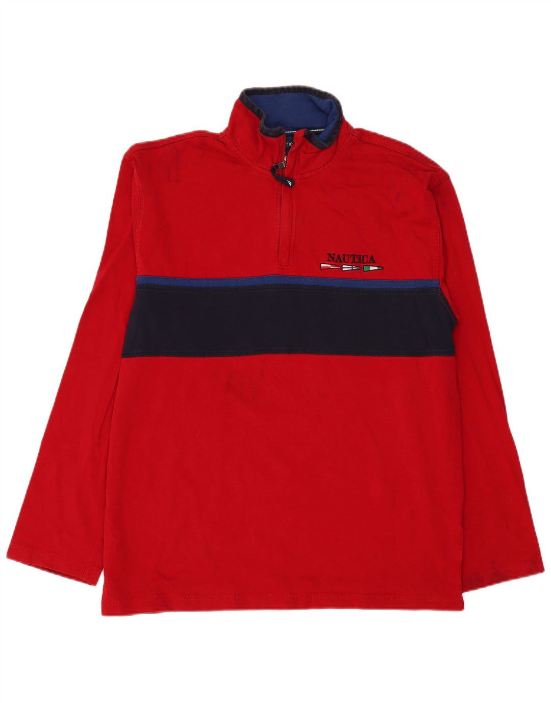 Nautica Top cu fermoar pentru bărbați, cu mânecă lungă, roșu, color block
