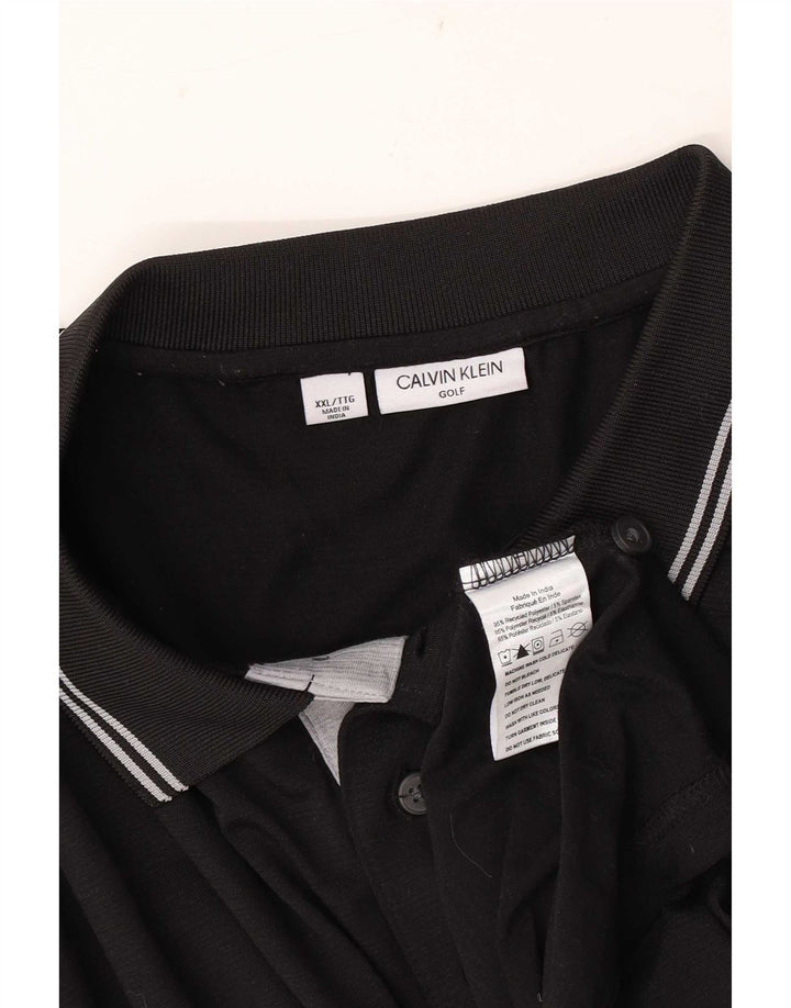 Cămașă polo Calvin Klein pentru bărbați 2XL poliester cu dungi negre