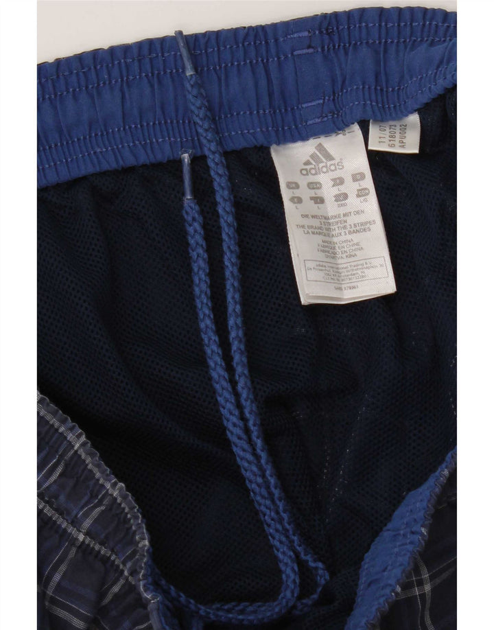 Pantaloni scurți de înot Adidas pentru bărbați, mari, albastru, poliester cu carouri