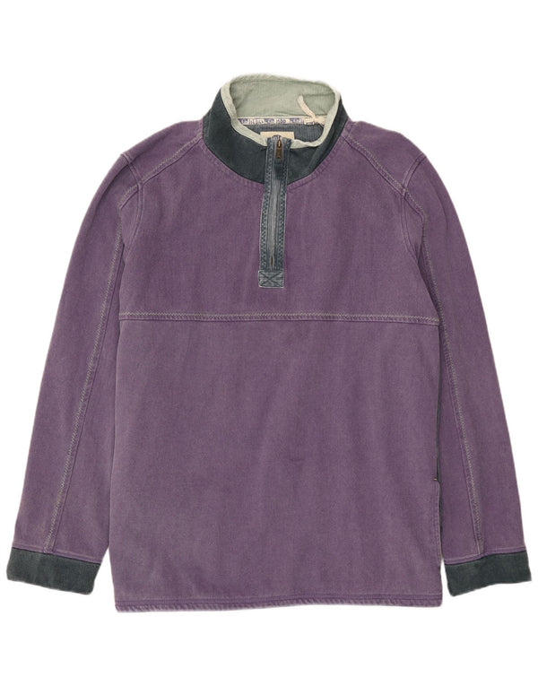 Pulover pentru bărbați Fat Face, cu fermoar, cu gât, 4XL, mov, bumbac color bloc
