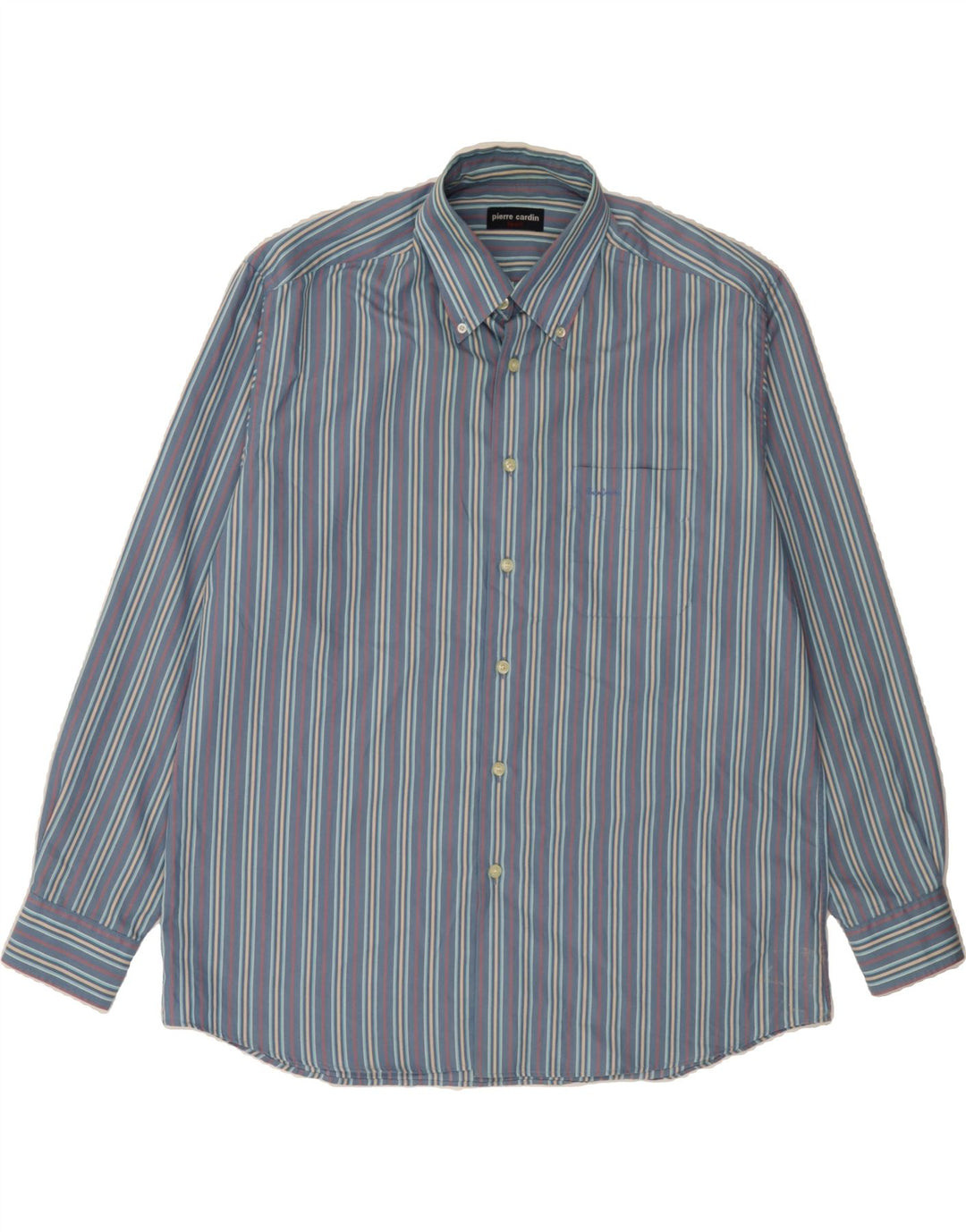 PIERRE CARDIN Mens Shirt Size 42 Large Blue Striped Vintage Pierre Cardin and Second-Hand Pierre Cardin from Messina Hembry 