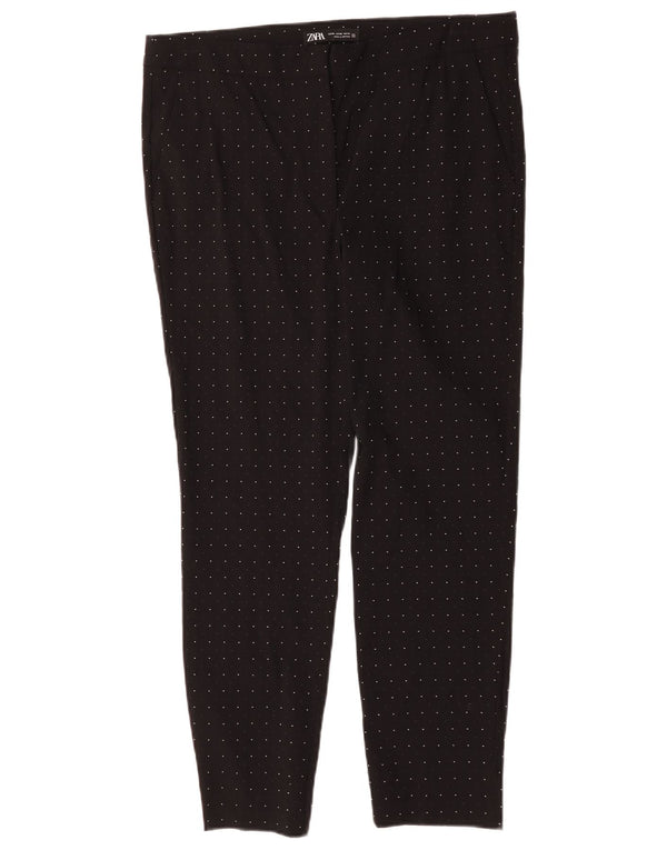 Pantaloni chino subțiri pentru femei Zara XL W32 L27 Viscoză cu pete negre
